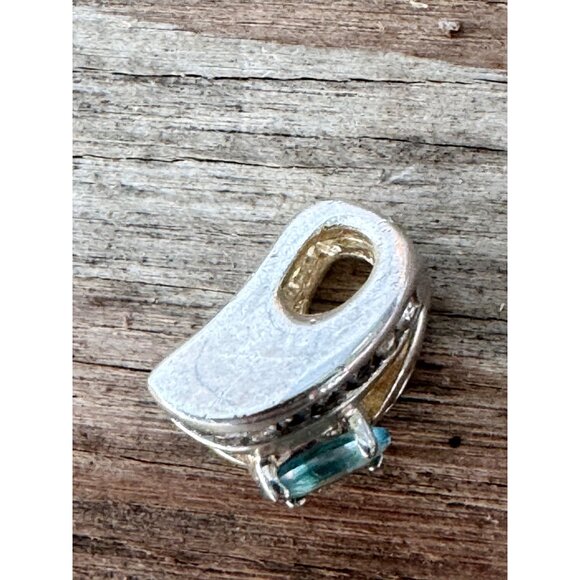 Sterling Silver Charm Bead With Blue Topaz & Clear Stones For European Bracelets - Picture 6 of 7